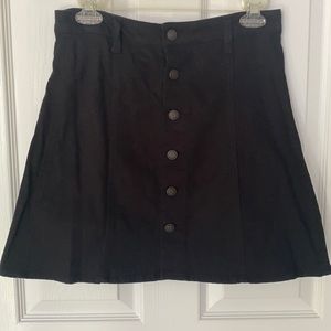 Faded Glory Black Button Down Stretchy Denim Skirt